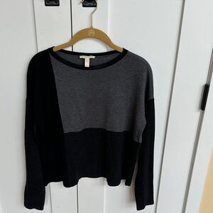 Eileen Fisher Black and Gray Knit Top Size SP